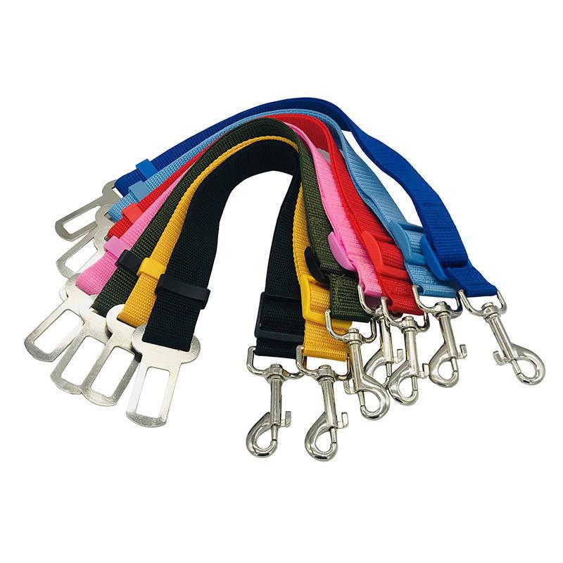 Safe travel dog belt with extendable car rope.