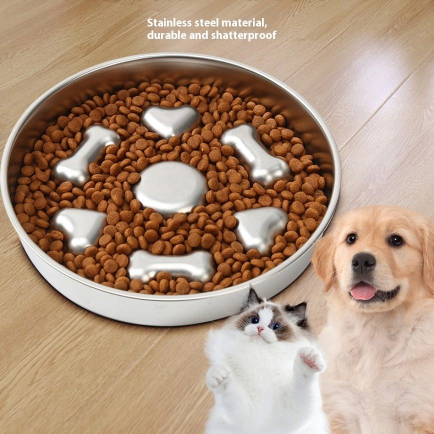 Healthy slow feeding dog bowl stainless steel non slip