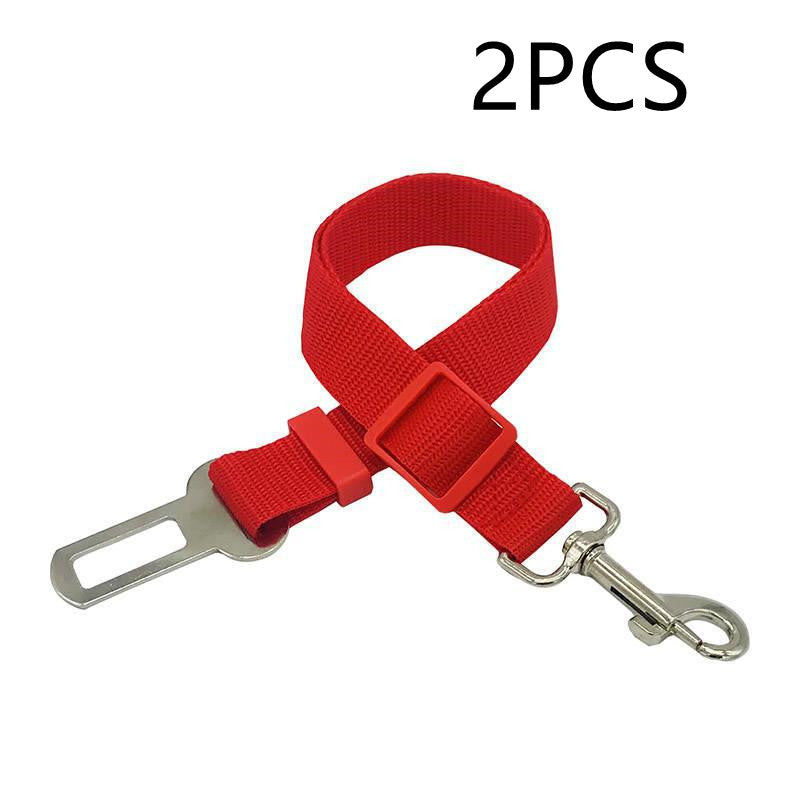 Safe travel dog belt with extendable car rope.