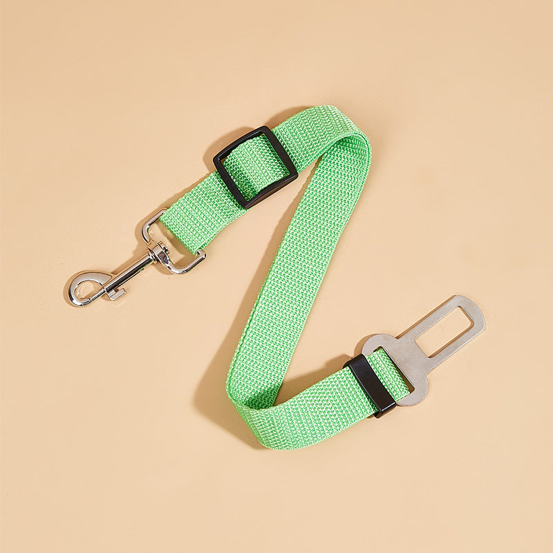 Safe travel dog belt with extendable car rope.