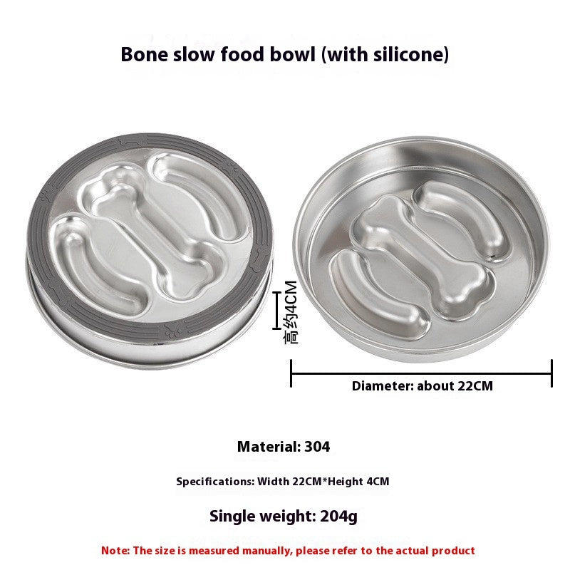 Healthy slow feeding dog bowl stainless steel non slip