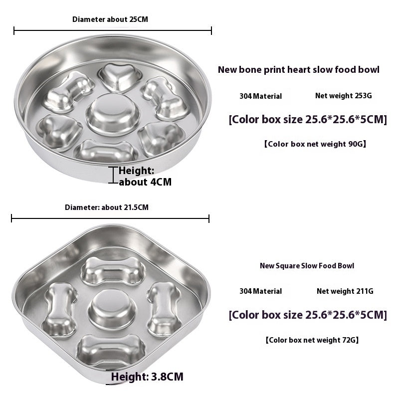 Healthy slow feeding dog bowl stainless steel non slip